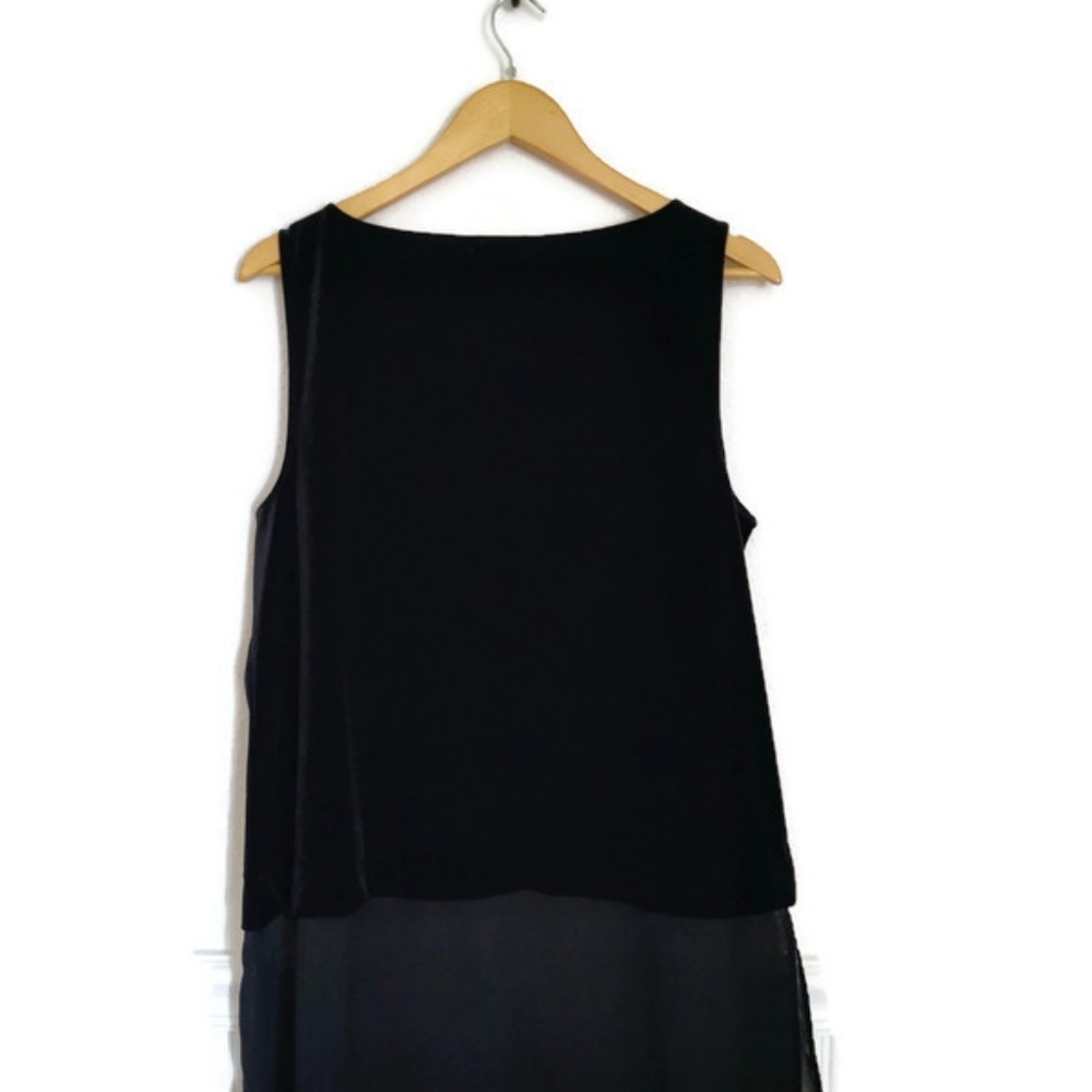 Lauren Ralph Lauren Sleeveless Black Velvet Chiffon Tunic Top Large New! - Picture 3 of 3